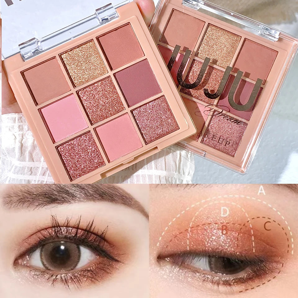 JUJU DREAM Warm Winter Brown Shadow 9 Colors Eyeshadow Matte Pearlescent Brightening Atmosphere Korean Series Zpaxo
