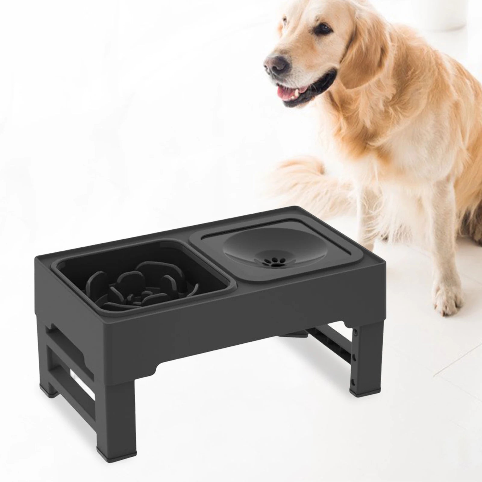 Elevated Dog Bowls with Stand Rods Pet Cat Raised Double Food Bowls Water Dishes Puppy Pets Feeder Adjustable Drinking Bowl Zpaxo