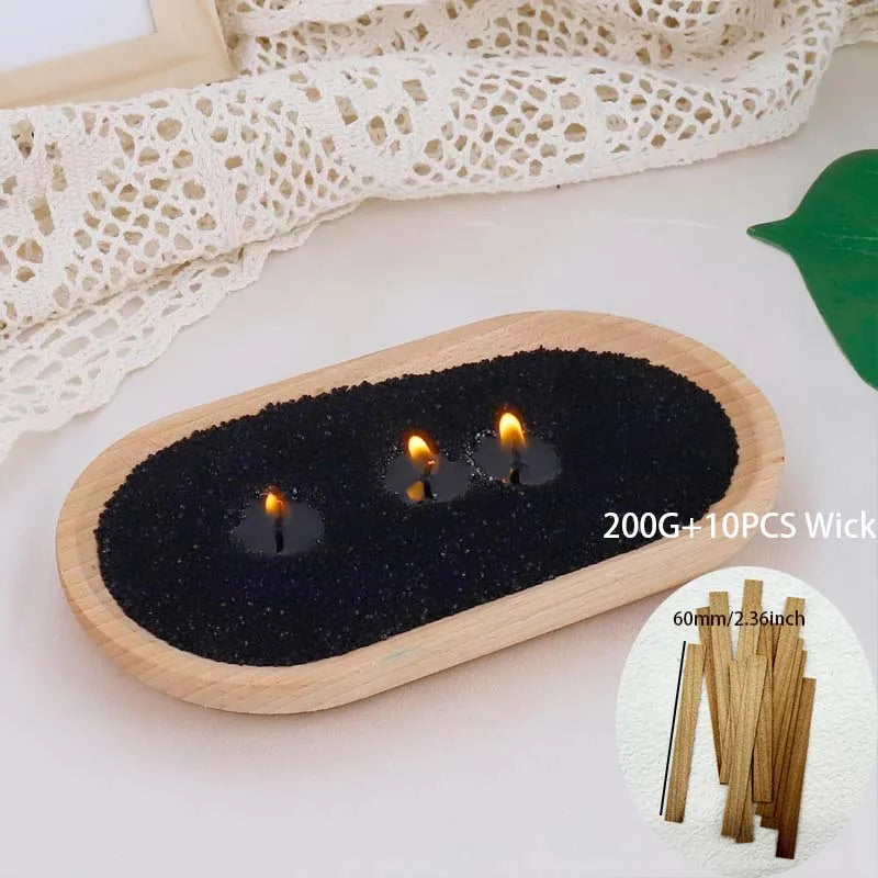 200g Pearled Candle Sand & 10 Wicks – Refillable Wax Granules Candle Wax Granules Zpaxo black set 2