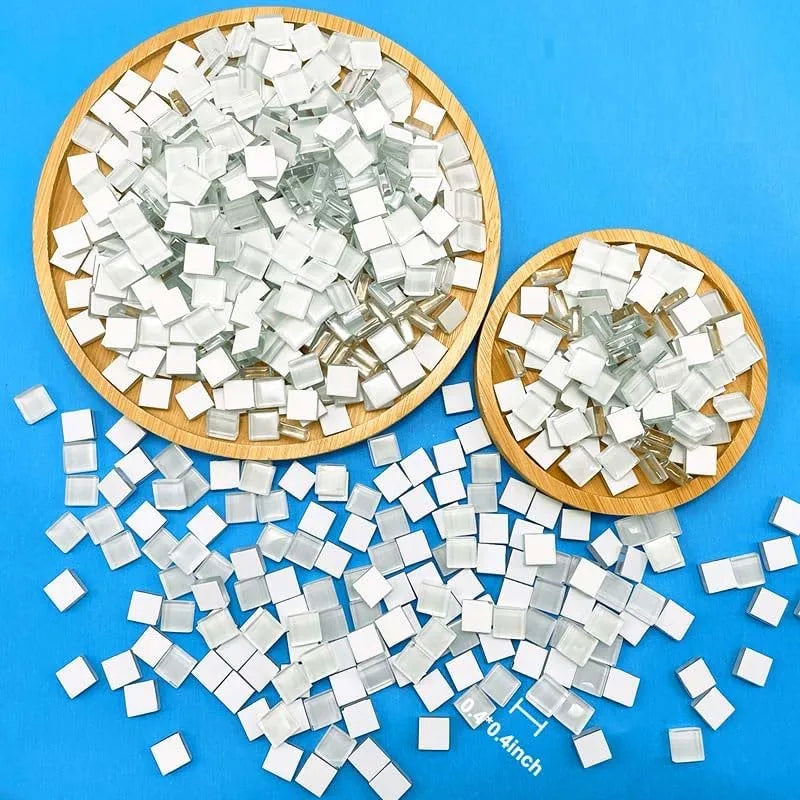 100pcs White Crystal Mosaic Tiles Squares Stained Glass for Crafts Supplies DIY Picture Frames Handmade Jewelry Decoration Zpaxo 100pcs