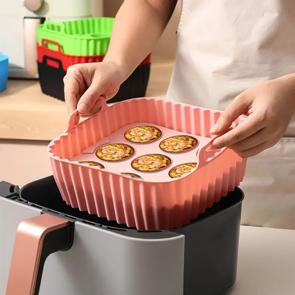 2-Piece Square Silicone Air Fryer Inner Liner Reusable Food Safety Zpaxo