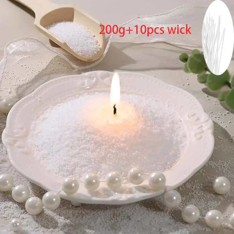 200g Pearl Candle Wax & 10 Wicks – DIY Bead Sand Wax Kit Candle Making Kit Zpaxo white 10pcs wick