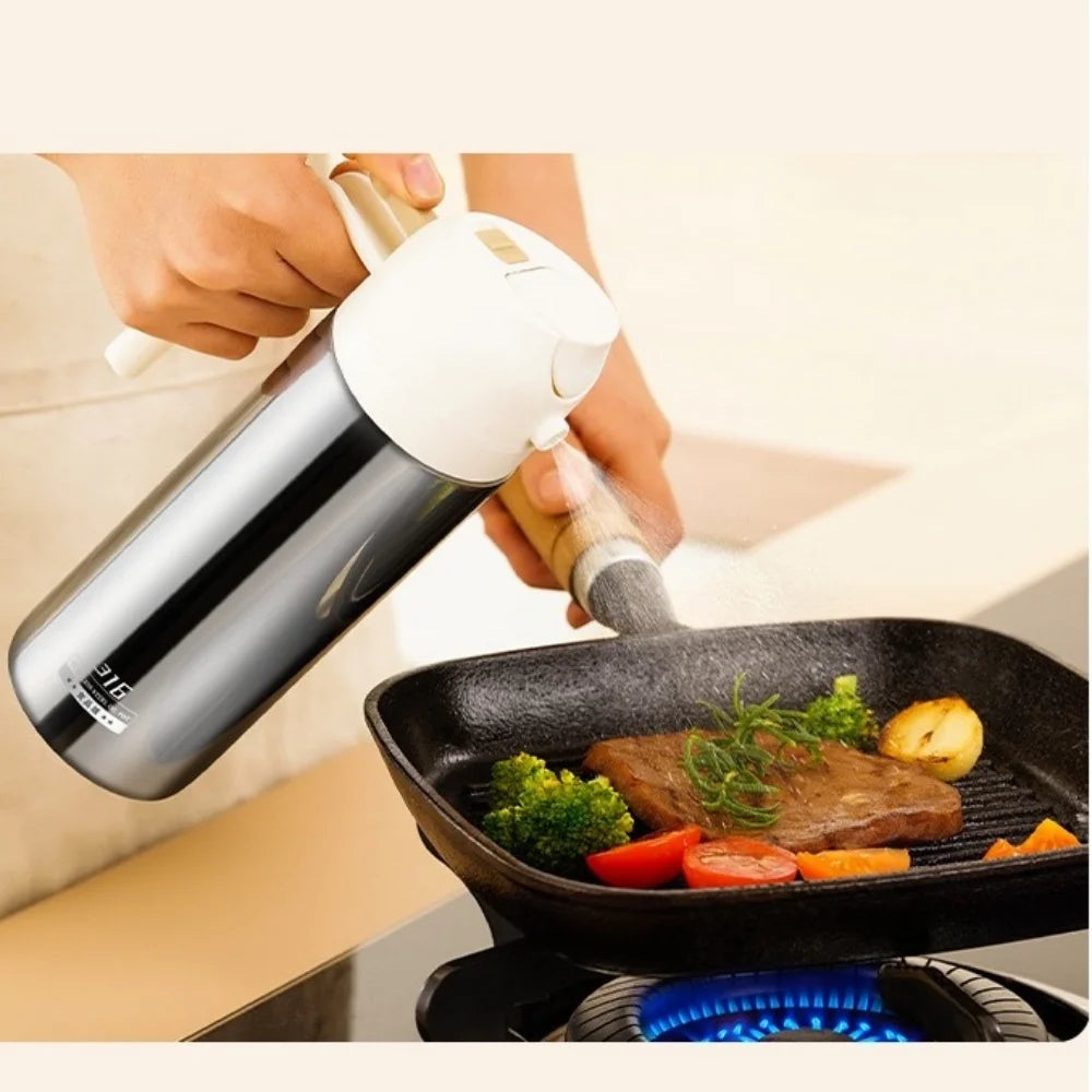 Two-in-one Oil Dispenser Stainless Steel Spray Bottle Can Be Refilled Zpaxo
