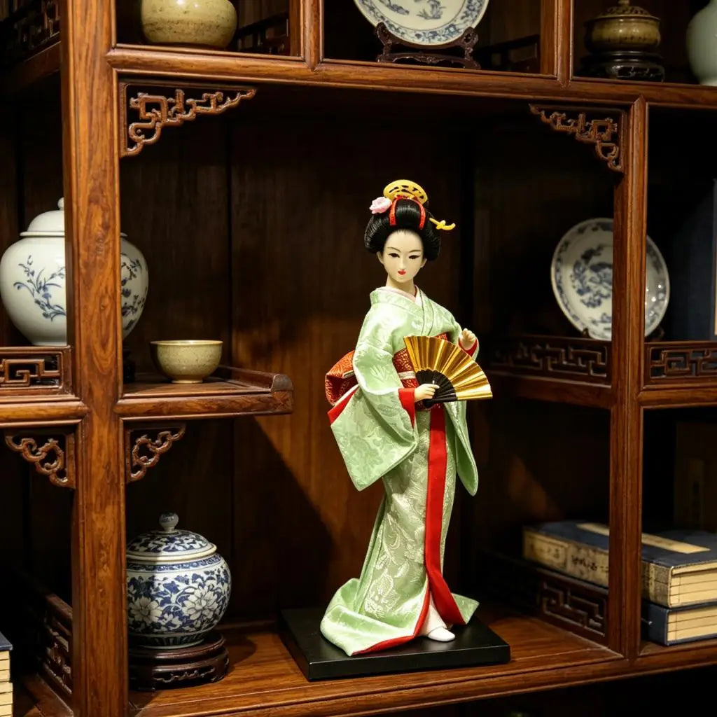 Japanese Geisha Figurine Doll – 12" Kimono Collectible Ornament Collectible Figurine Zpaxo