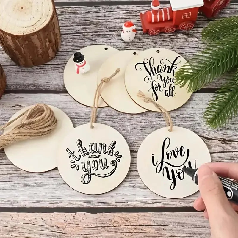 100pcs Round Wooden Circles - One Hole Wood Coin Discs for DIY Crafts, Party, Birthday, Christmas Decorations Zpaxo