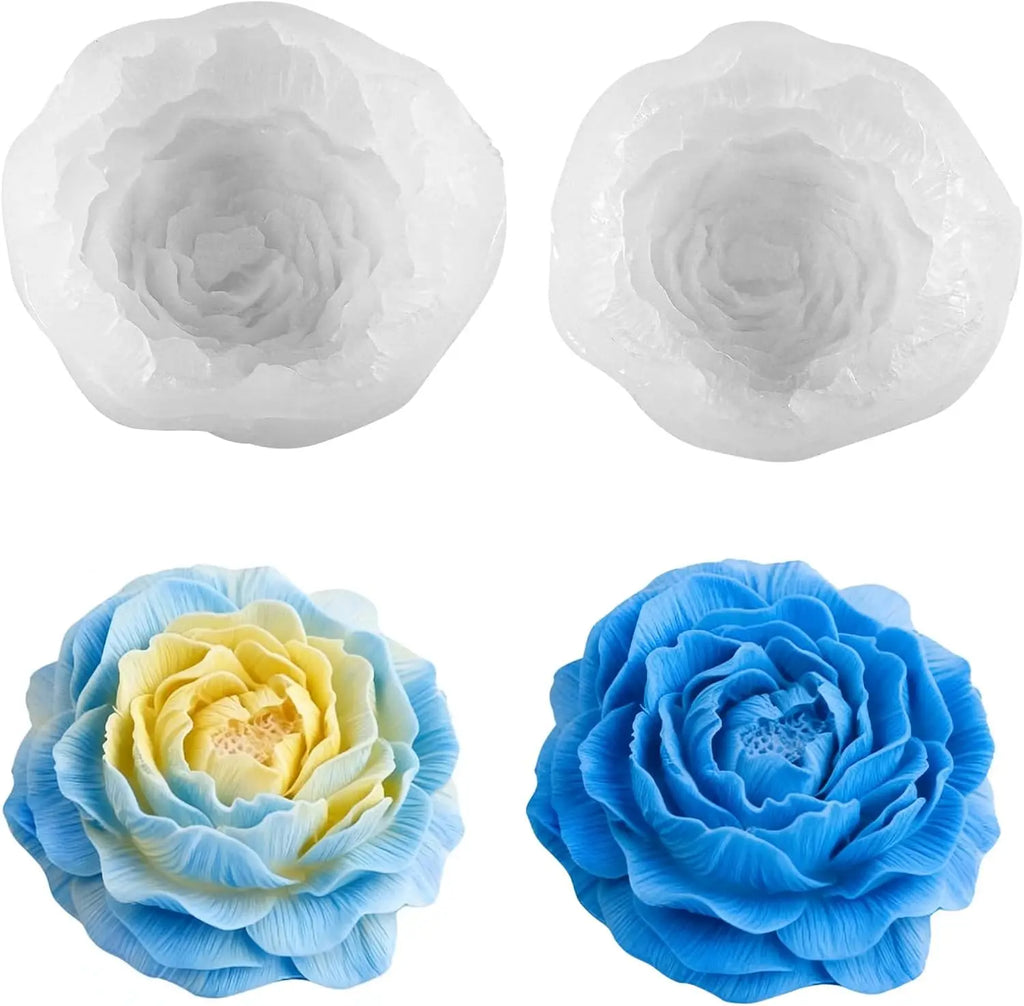 3D Peony Silicone Mold – Candle, Fondant & Cake Decor Silicone Craft Mold Zpaxo