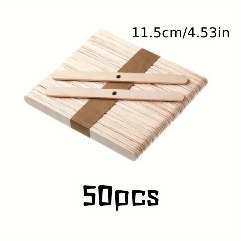 50-Pack Wooden Candle Wick Holders – DIY Centering Tool Candle Making Tool Zpaxo Light Grey