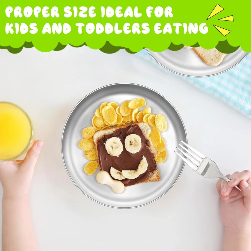 Stainless Steel Mini Plate Round Suitable Children Adults Reusable Zpaxo