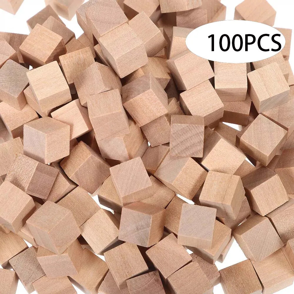 50/100 pcs Wooden Cubes Small Wooden Blocks DIY Craft Blocks Blank Cubes Solid Wood Zpaxo 100PCS