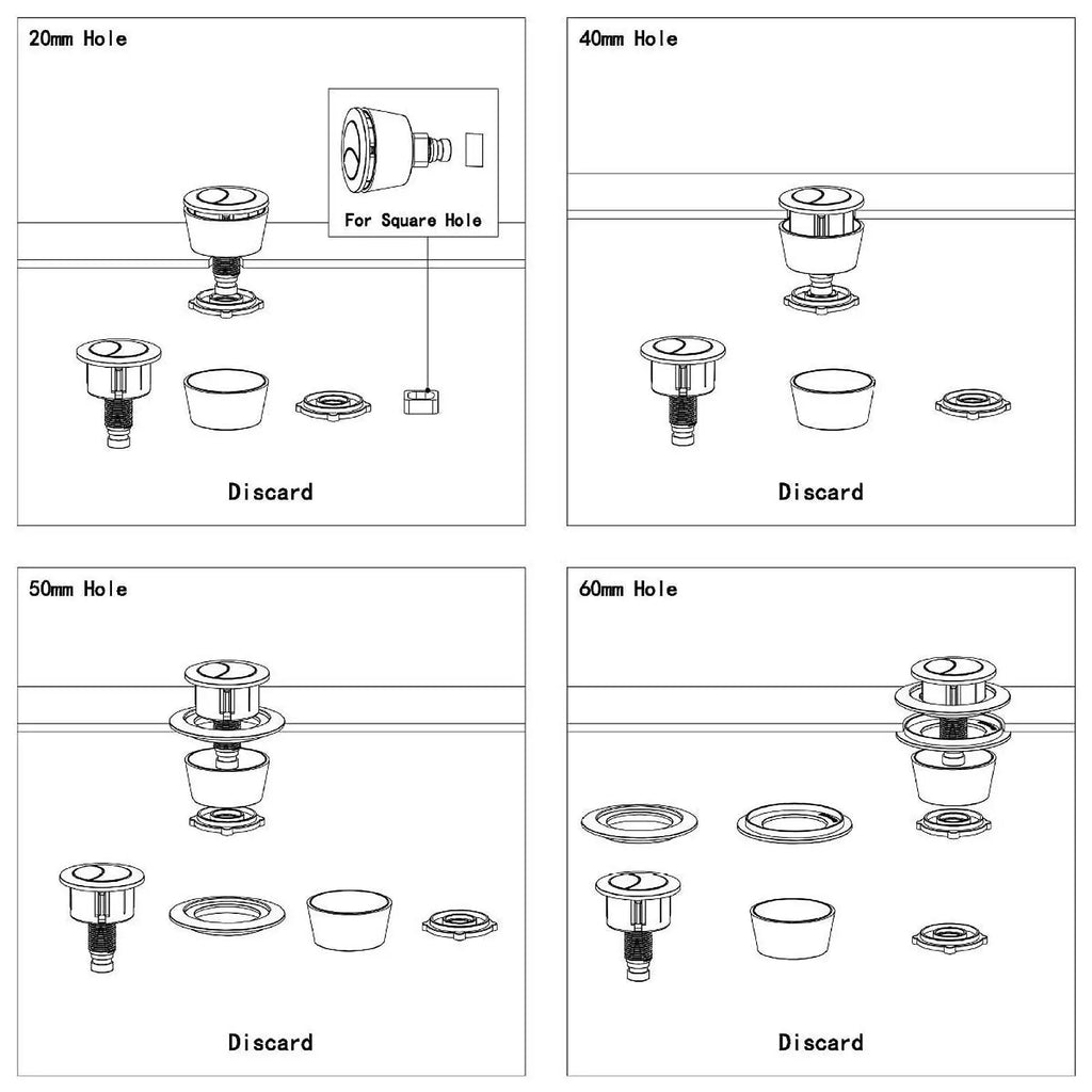 Toilet Flush Valves Fitting Flusher Double Push Toilet Tank Button Accessory Water Saving Flush Valve Fitting for Home Bathroom Zpaxo