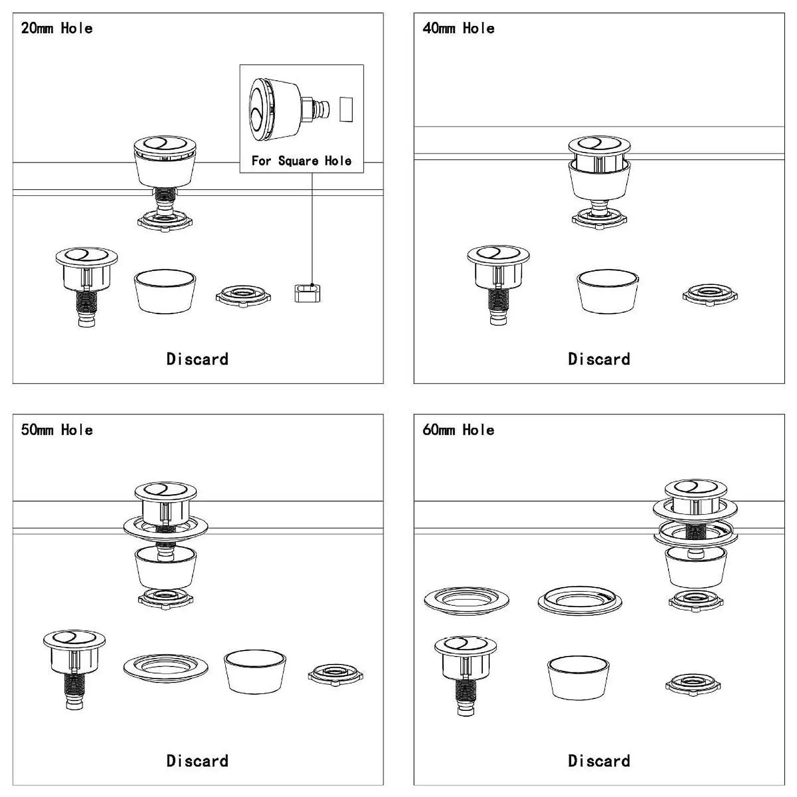 Toilet Flush Valves Fitting Flusher Double Push Toilet Tank Button Accessory Water Saving Flush Valve Fitting for Home Bathroom Zpaxo
