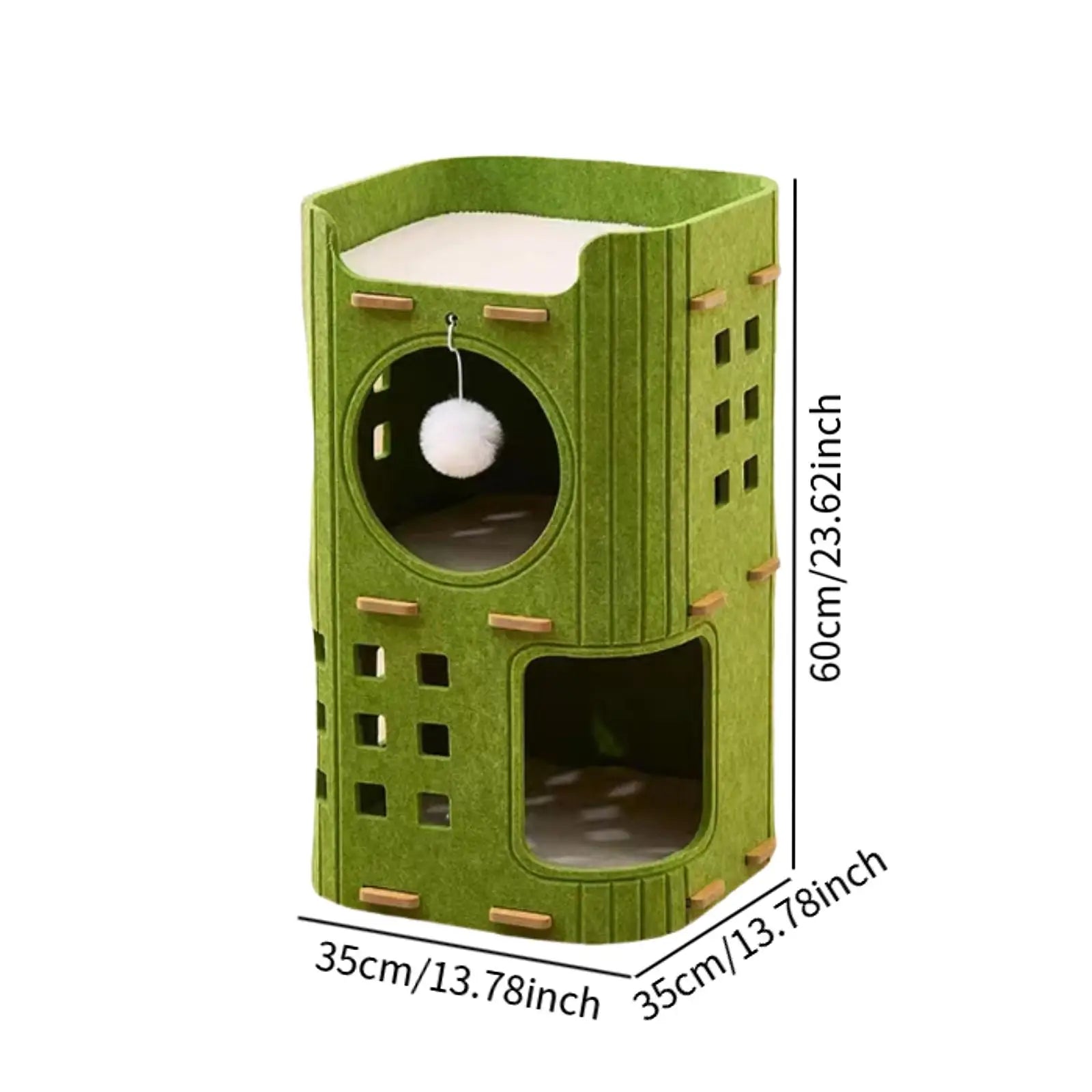Cat Bed Cave Indoor Outdoor Cats Kitten Kitty Cat House for pet Sleeping Resting Playing Nest Tunnel Hideaway Anti Scratch Hut Zpaxo Green Double Layer