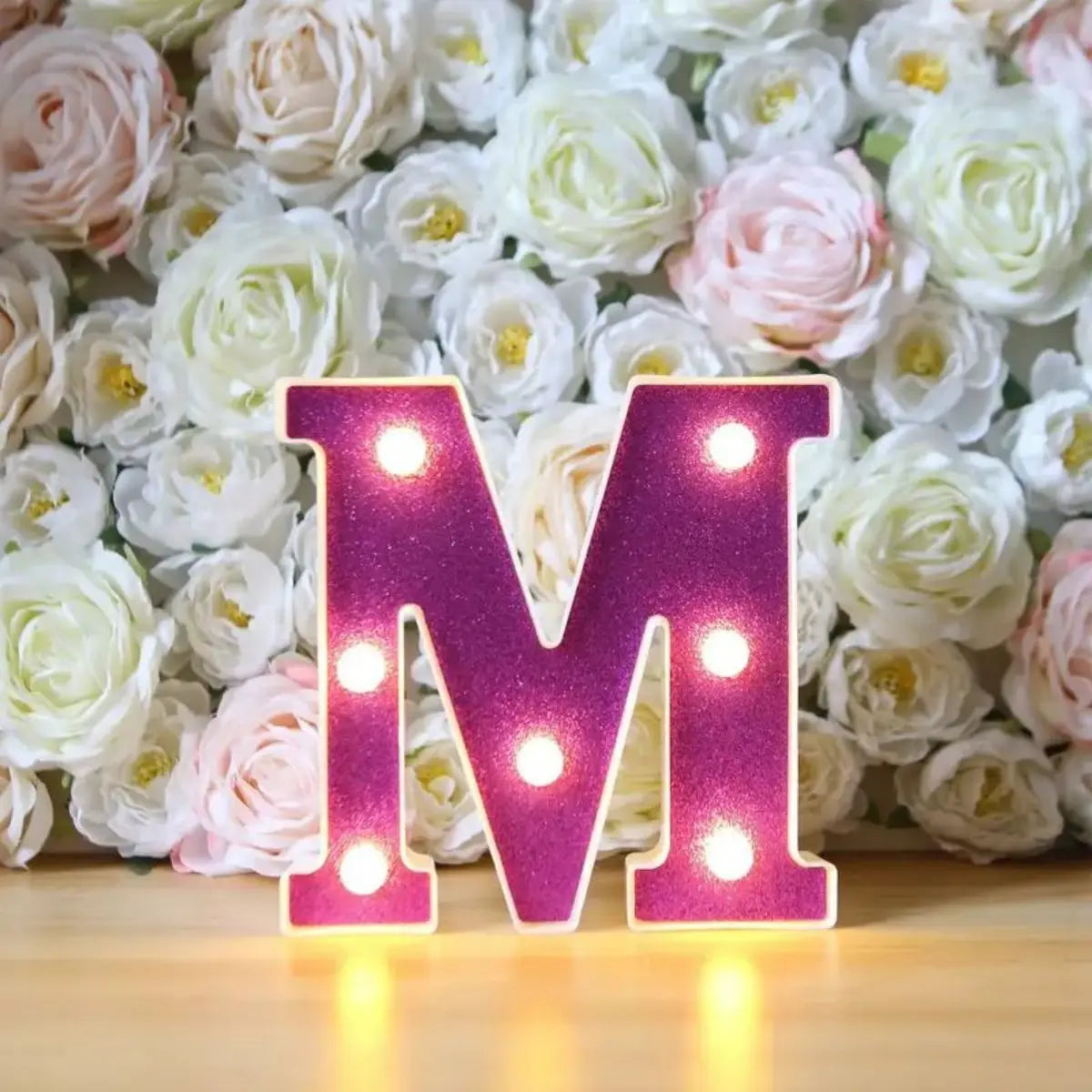 Purple Glitter LED Letter Light Battery Powered Decorative Night Lamp Zpaxo