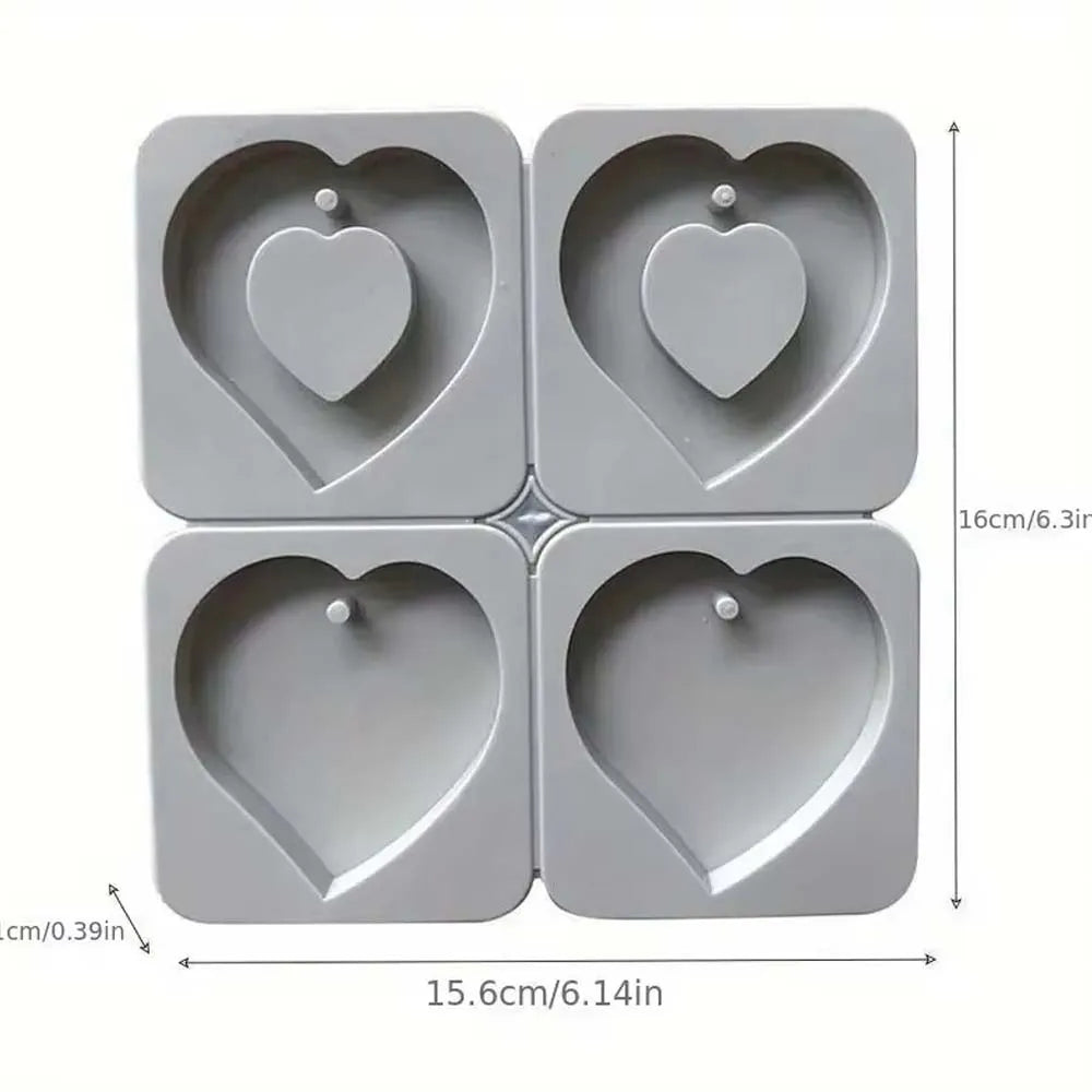 4-Cavity Heart Silicone Mold – Resin, Soap, Chocolate & Candle Silicone Craft Mold Zpaxo
