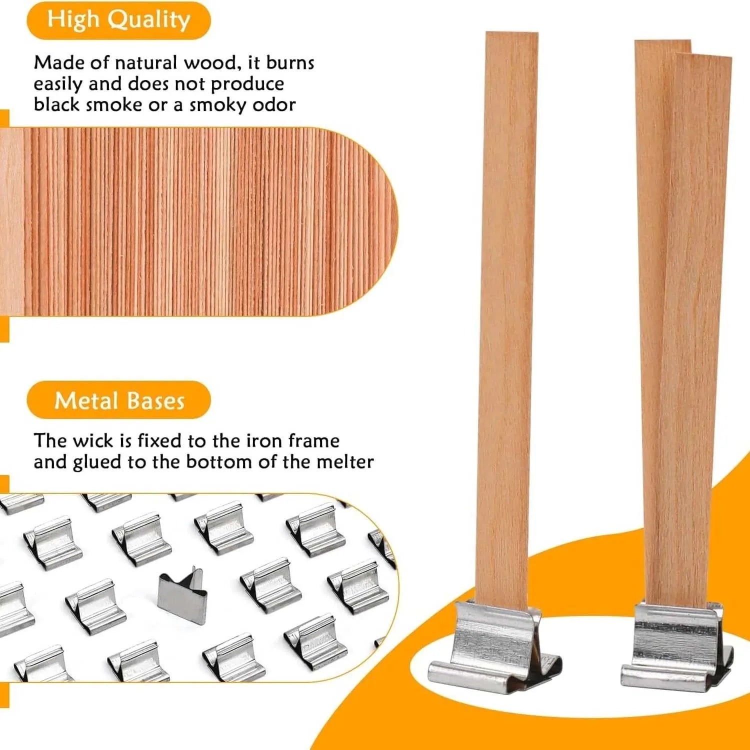 Candle Making Supplies Kit -Natural Cotton Wooden Wicks with Stickers and metel wick holder Centering Device for Candle Making Zpaxo