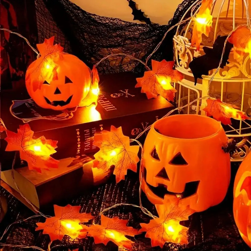 Red Maple Leaf String Decorative Light Battery Powered LED Autumn Zpaxo