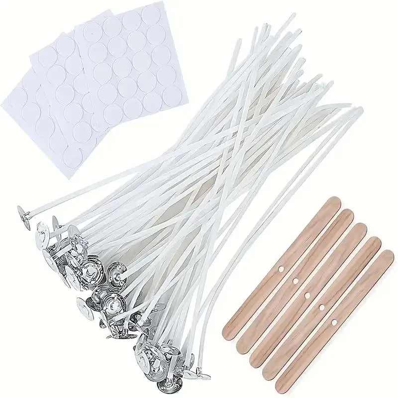50pcs Candle Wick Making Kit, with 5pcs Candle Wick Holder and 60pcs Glue Point, Suitable for Soybean Beeswax Make Candles Zpaxo