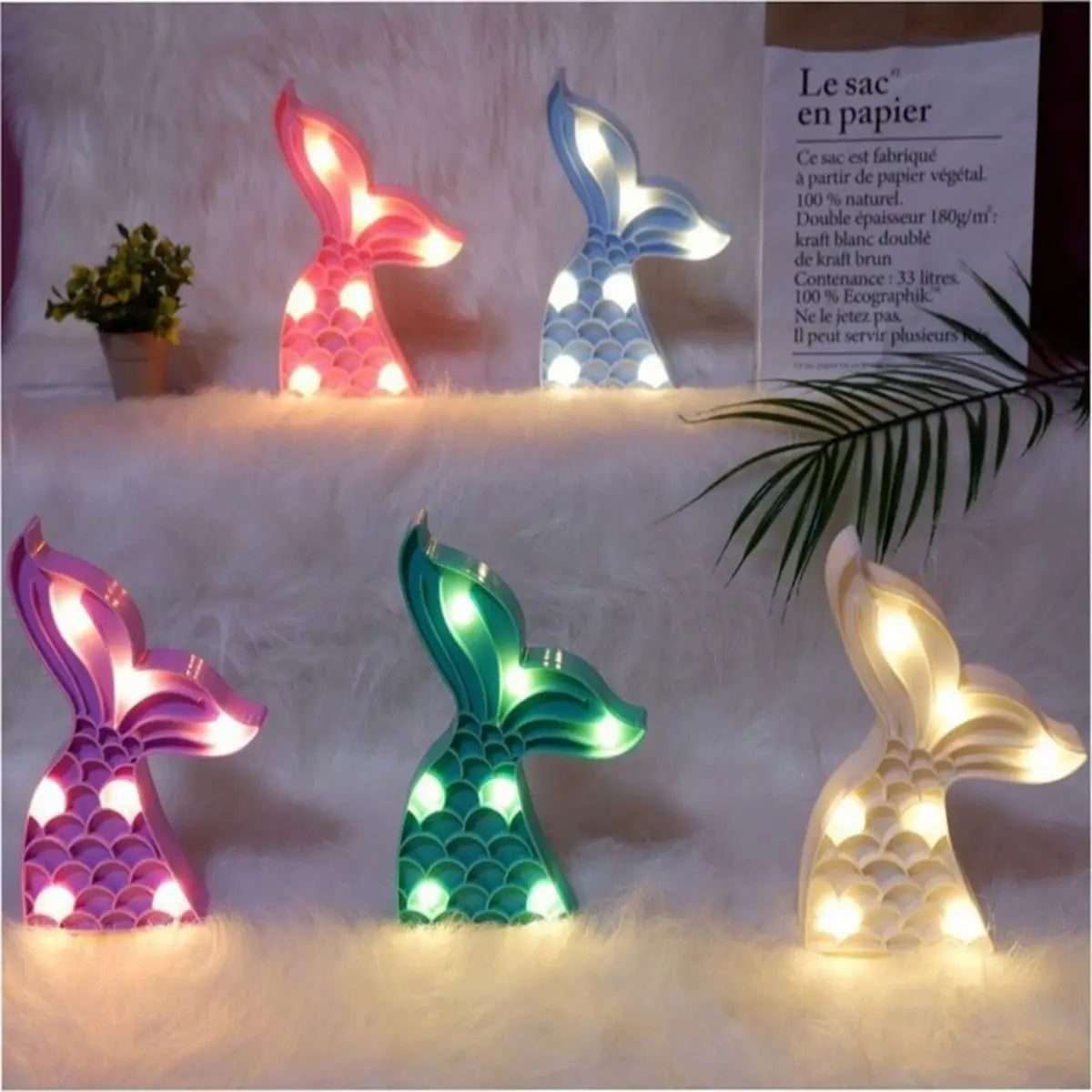 Fishtail Party Decoration Battery LED Nightlights Dorm Room Undersea Zpaxo