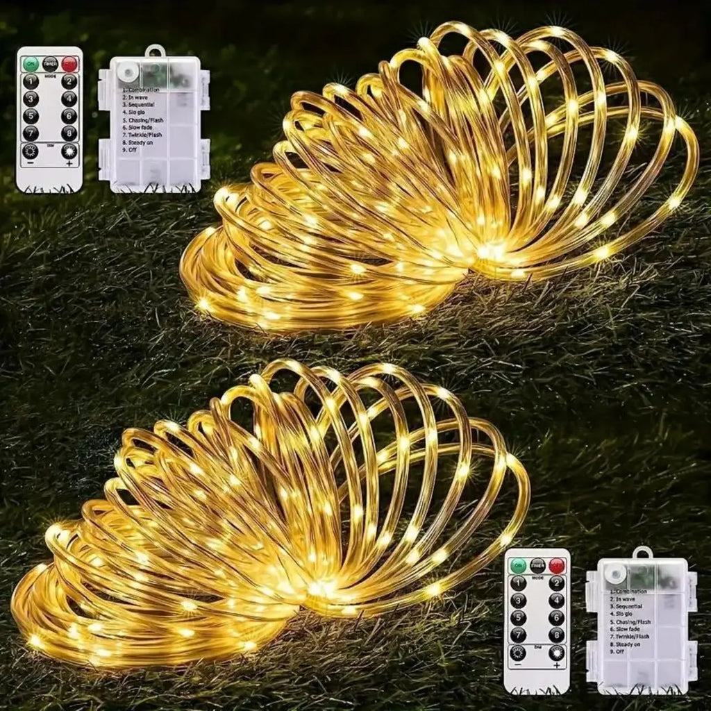 8-function Waterproof Battery Box Tube Lights Strip Indoor Outdoor Zpaxo Warm White 13W