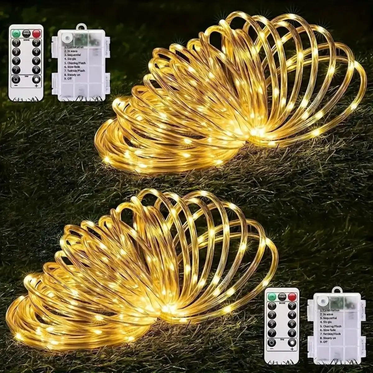 8-function Waterproof Battery Box Tube Lights Strip Indoor Outdoor Zpaxo Warm White 13W