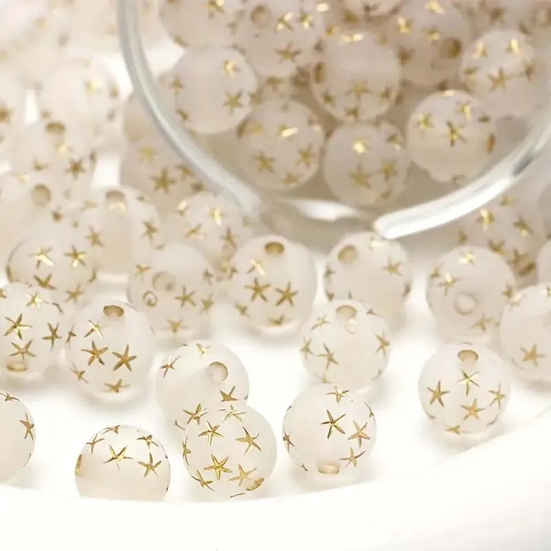 100pcs 8mm Vintage Acrylic Love Star Beads Set for DIY Bracelets & Necklaces - Jewelry Making Supplies Zpaxo