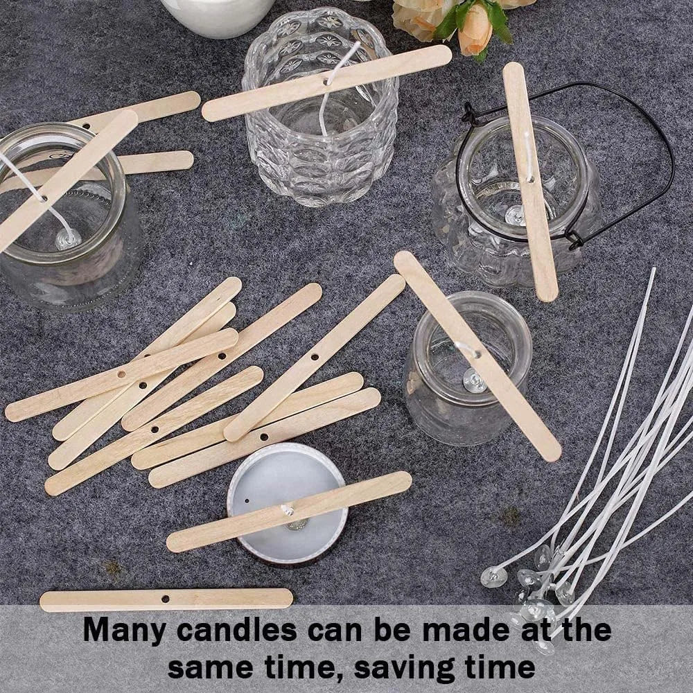 50-Pack Wooden Candle Wick Holders – DIY Centering Tool Candle Making Tool Zpaxo