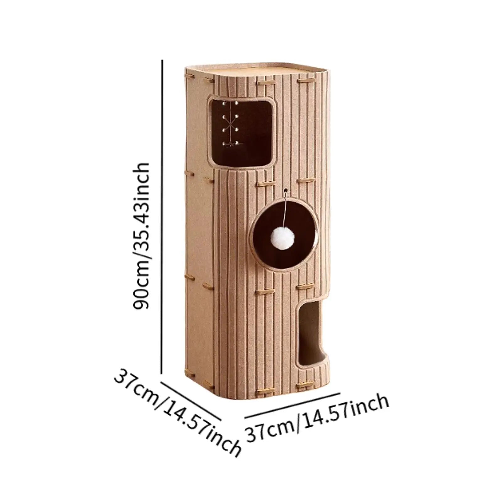 2-3 Tier Cat Tree House with Scratching Post & Hanging Ball Cat Tree House Zpaxo 3 Tiers No mat