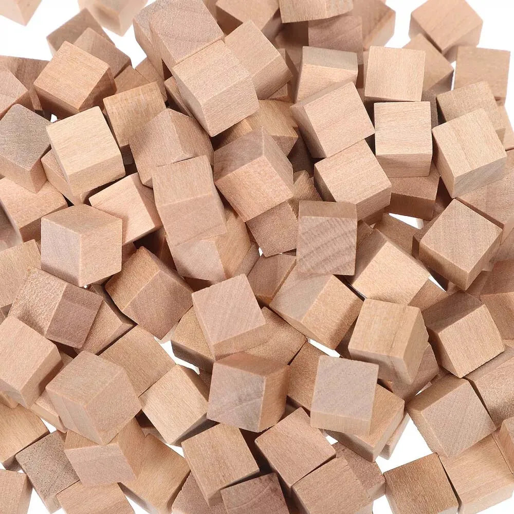 50/100 pcs Wooden Cubes Small Wooden Blocks DIY Craft Blocks Blank Cubes Solid Wood Zpaxo
