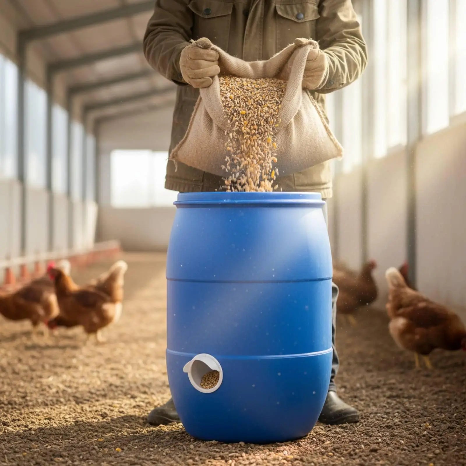 Automatic Weight-Operated Chicken Feeder Port – Rainproof DIY Poultry Feeder Zpaxo