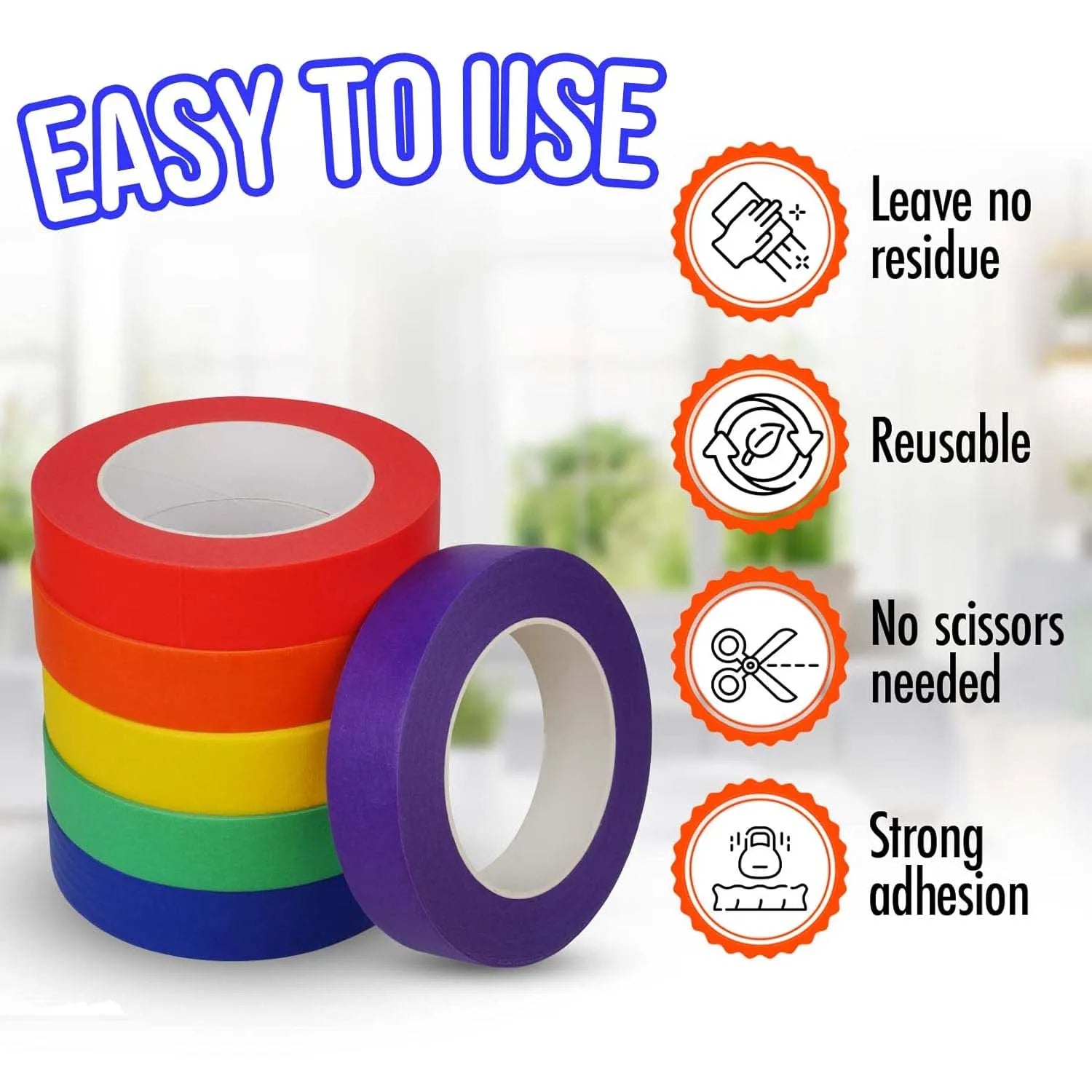 6-Roll Colorful Paper Masking Tape for Crafts, Scrapbooking & Labels Decorative Masking Tape Zpaxo