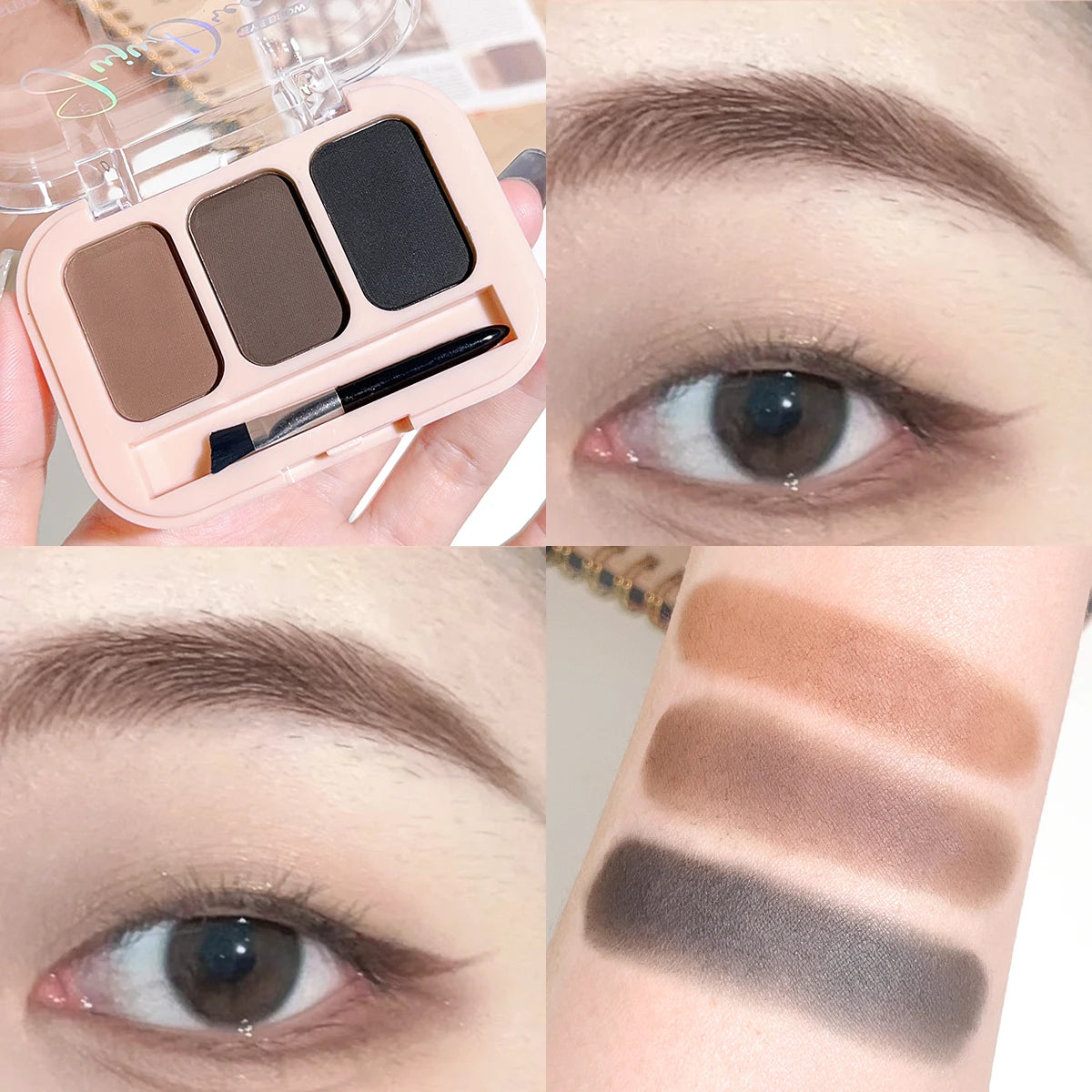 Three-color eyebrow powder: natural three-dimensional eyebrow powder, easy to apply makeup, waterproof and non-refuge, daily Zpaxo