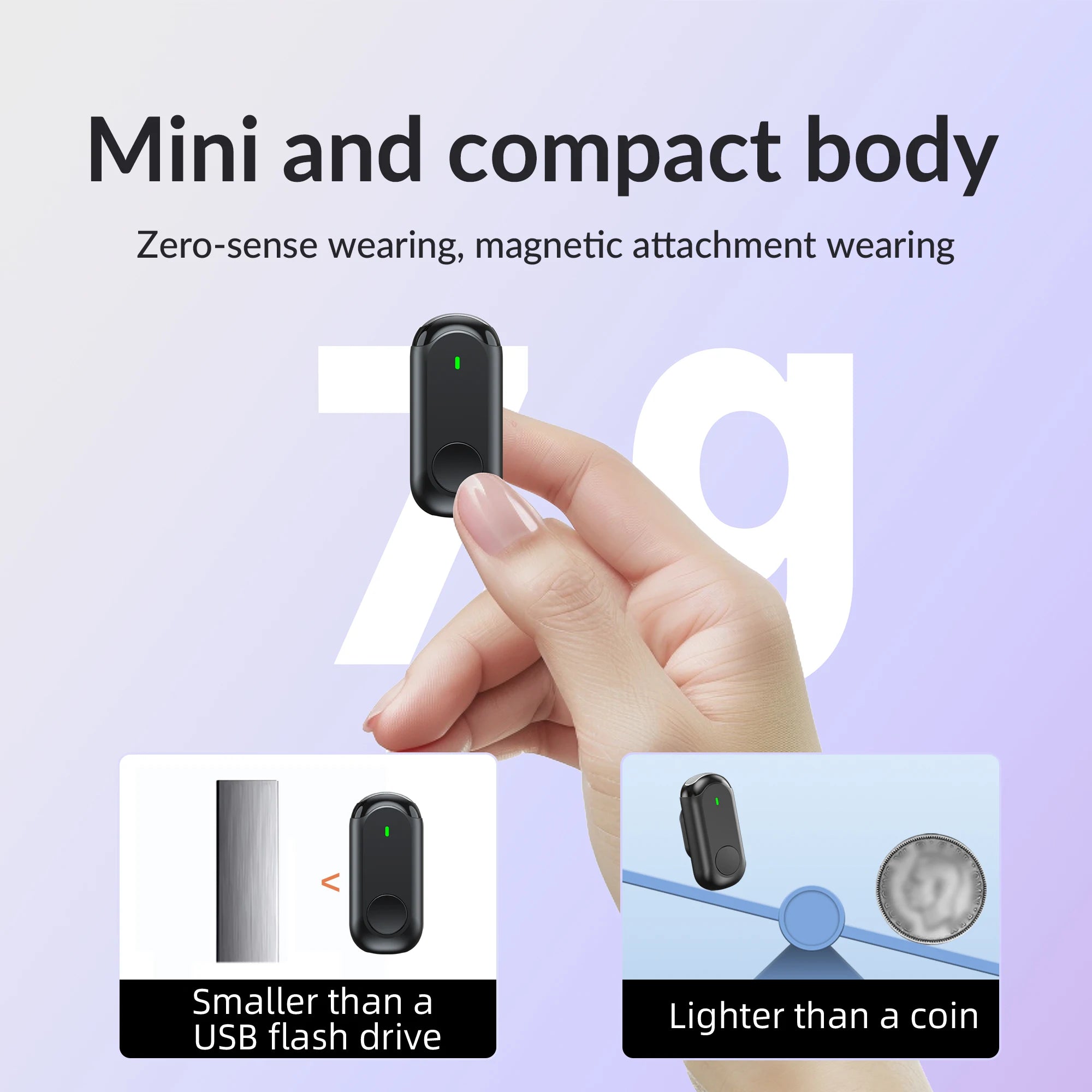 Mini Wireless Lavalier Microphone With AI Noise Reduction For iOS/Android Phone Laptop Clip Magnetic Vlog Audio Video Recording Zpaxo