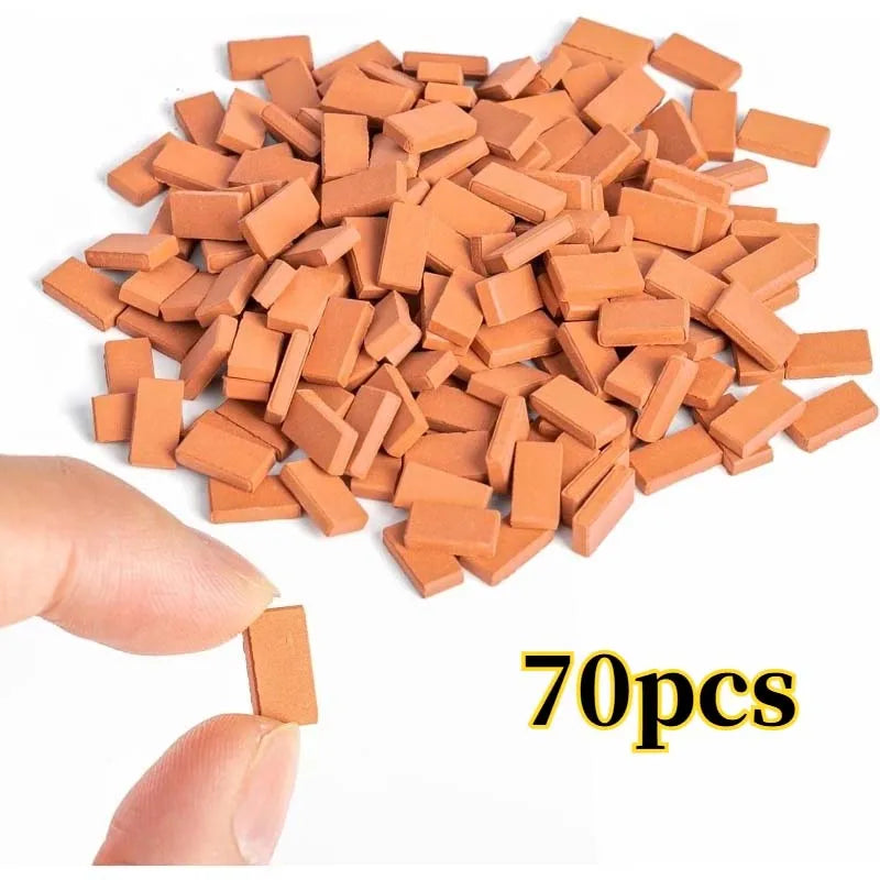 1:35 Scale Mini Red Bricks 70/140pcs – Miniature Model Building Miniature Model Bricks Zpaxo 70pcs