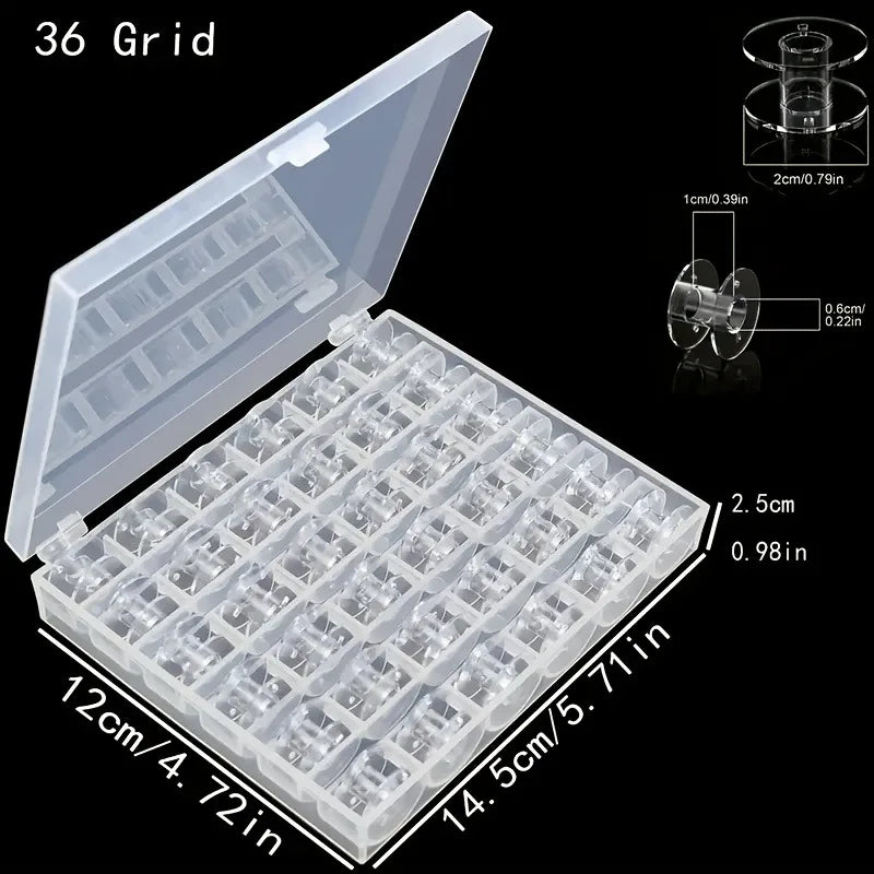 36-Grid Clear Bobbin & Thread Spool Storage Organizer Case Bobbin Storage Organizer Zpaxo