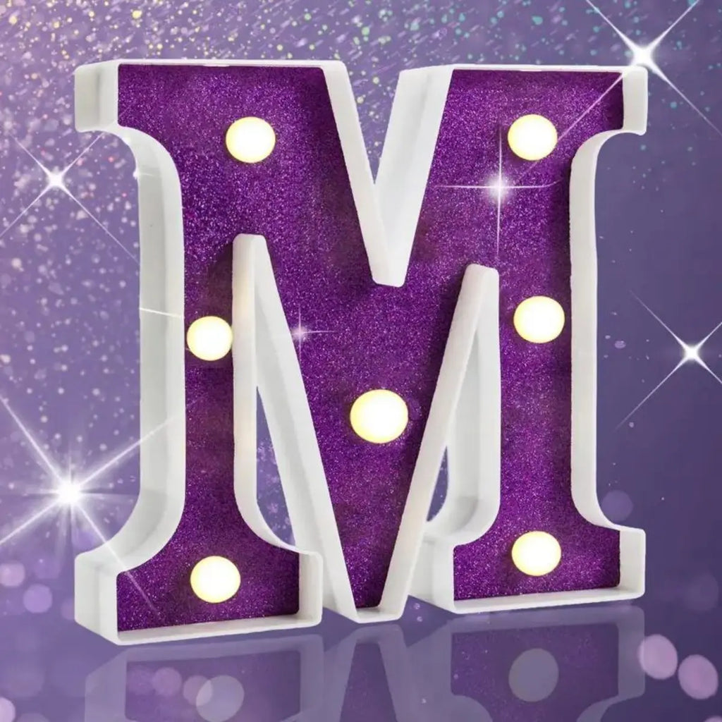 Purple Glitter LED Letter Light Battery Powered Decorative Night Lamp Zpaxo