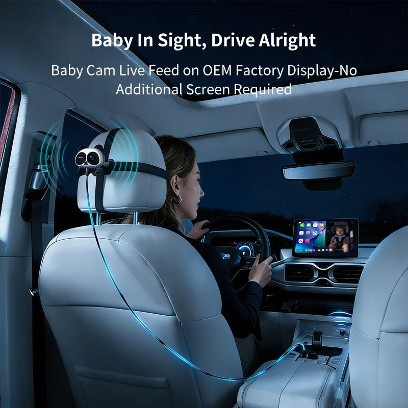 Cabin Care Car Camera For Baby Wireless CarPlay Adapter 1080P Baby Car Camera 150° Wide Angle Real Time Seat Monitor For 98% Car Zpaxo