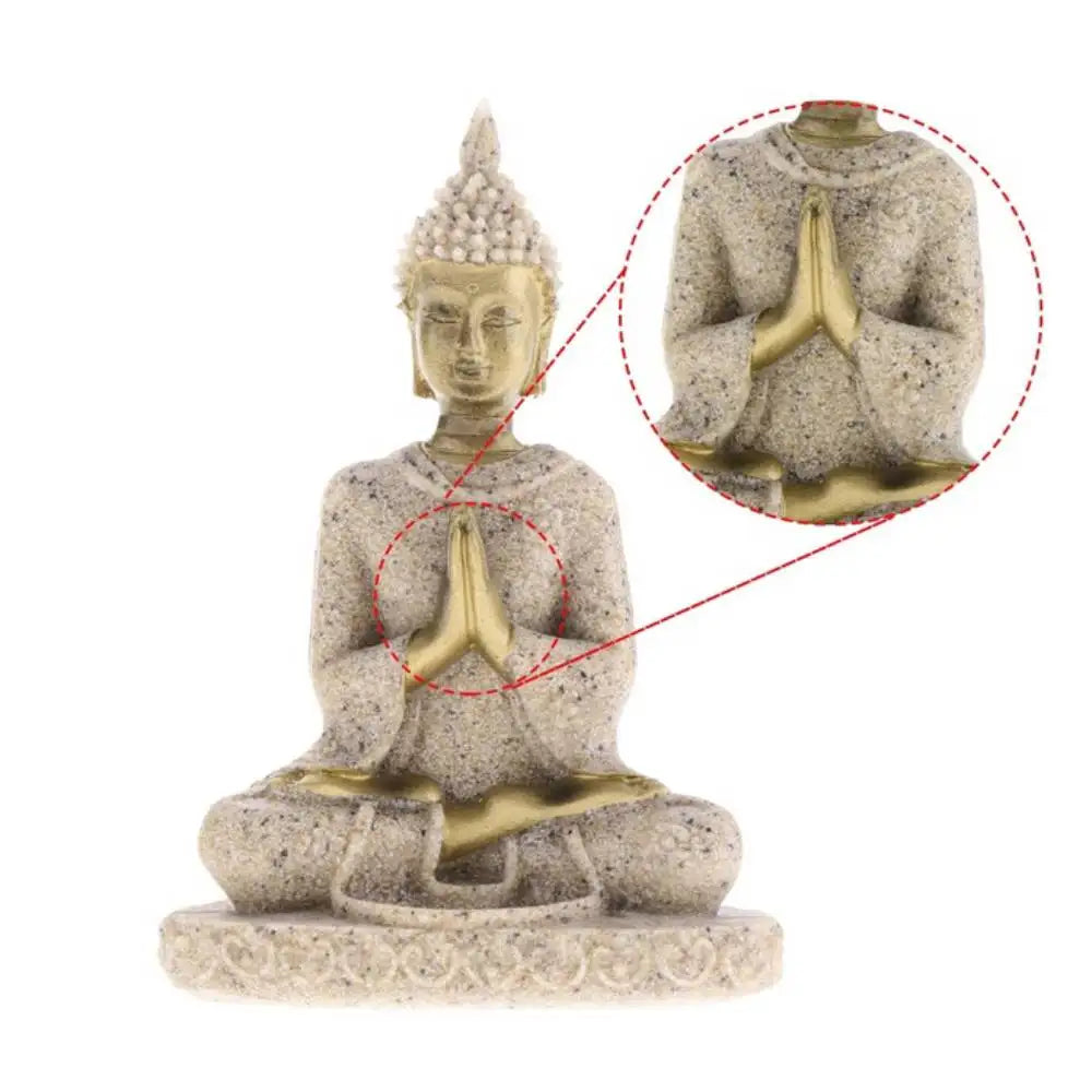 Seated Ganesh Buddha Ornament Hand Carved Sandstone Seated Ganesh Buddha Deity Hindu Thai Statue Sculpture Zen meditation Buddha Zpaxo