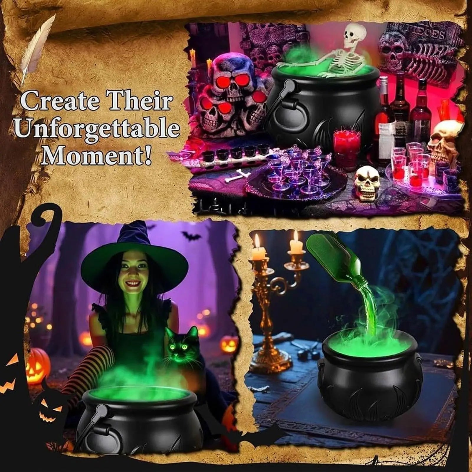Halloween Witch Cauldron Mist Maker with Lights & Fog Halloween Mist Maker Zpaxo