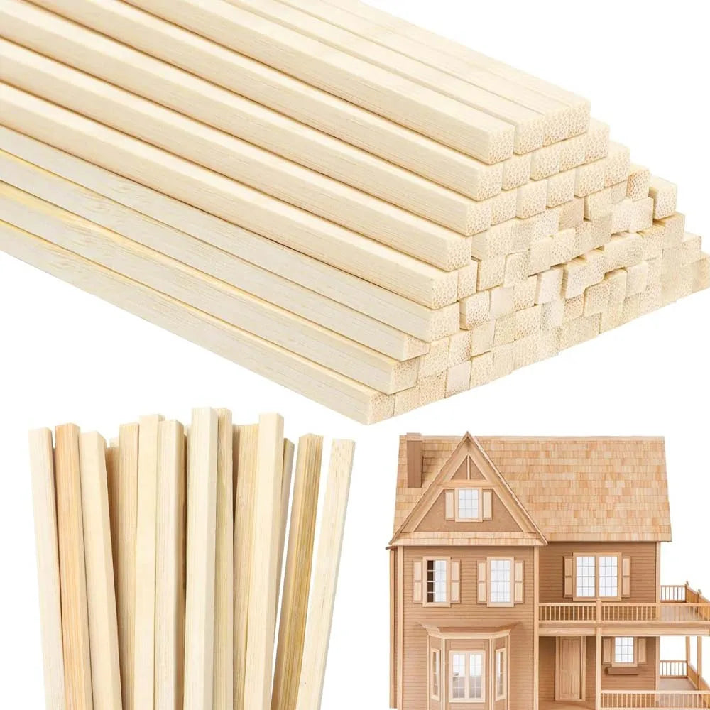 20/50pcs Wood Sticks, Square Hardwood Dowels, Untreated Wooden Slats, Wooden Dowels, Wooden Sticks for Making Wood Crafts Zpaxo