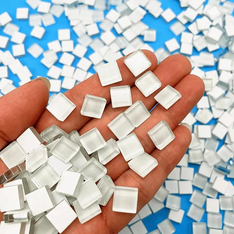 100pcs White Crystal Mosaic Tiles Squares Stained Glass for Crafts Supplies DIY Picture Frames Handmade Jewelry Decoration Zpaxo