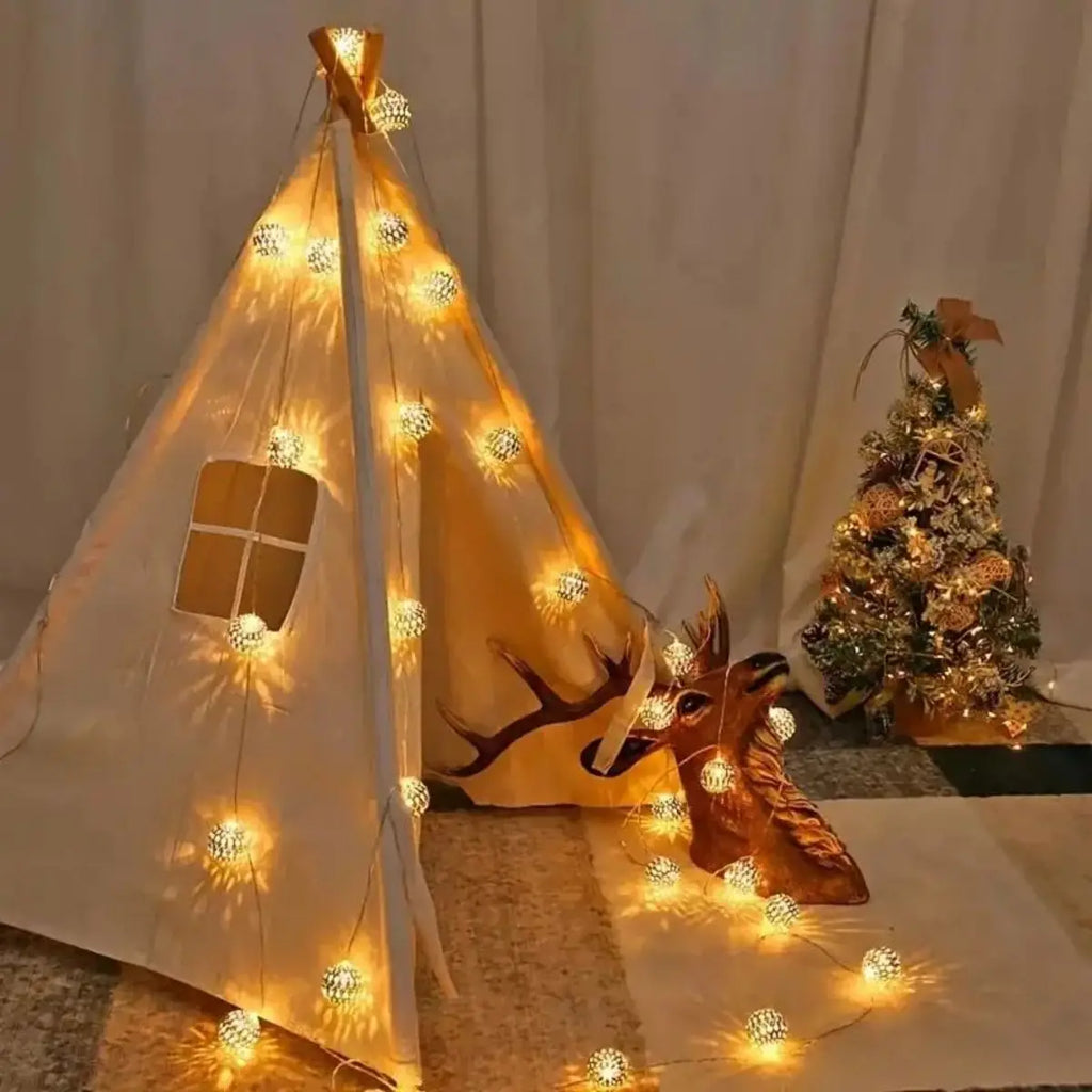 Metal String Lights Moroccan Ball Lamp Yard Light Spring Gift-NOT Zpaxo