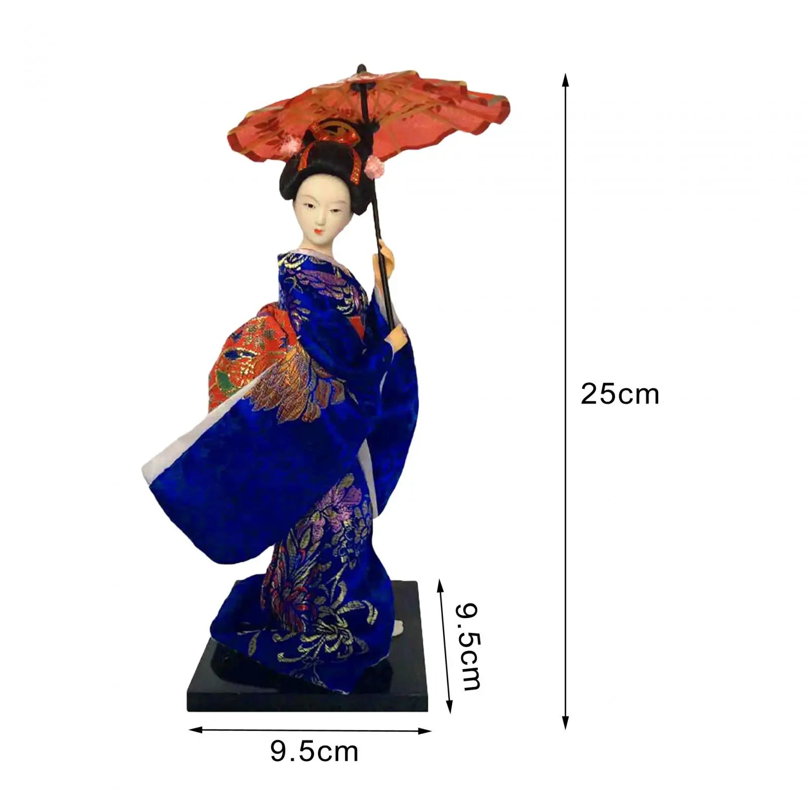 Japanese Geisha 9" Free Standing Oriental Ancient Kabuki Girl Statue Kimono Dolls Ornament for Shelf Table Home Office Decor Zpaxo Blue