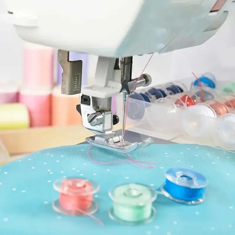 25-Piece Transparent Plastic Bobbins with Organizer Box Sewing Bobbins Set Zpaxo