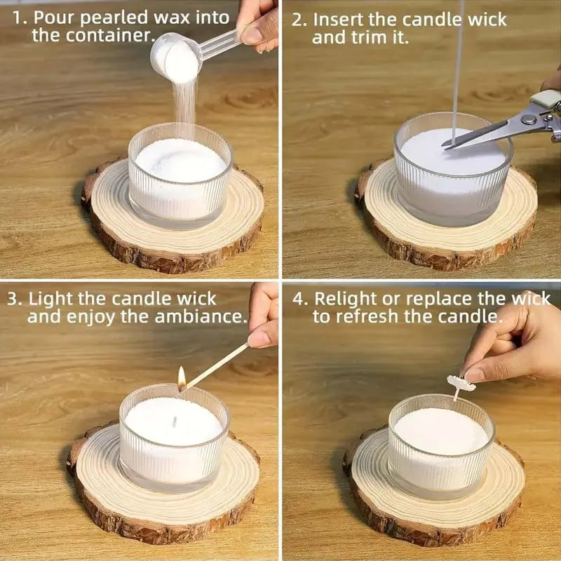 Pearl Candle Set – 200g Sand Wax & 20 Wicks for Weddings Candle Making Kit Zpaxo