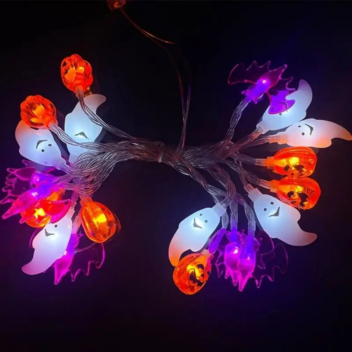 Halloween String Lights Battery Operated 3D Pumpkin Bat Ghost Zpaxo white 6M40LED