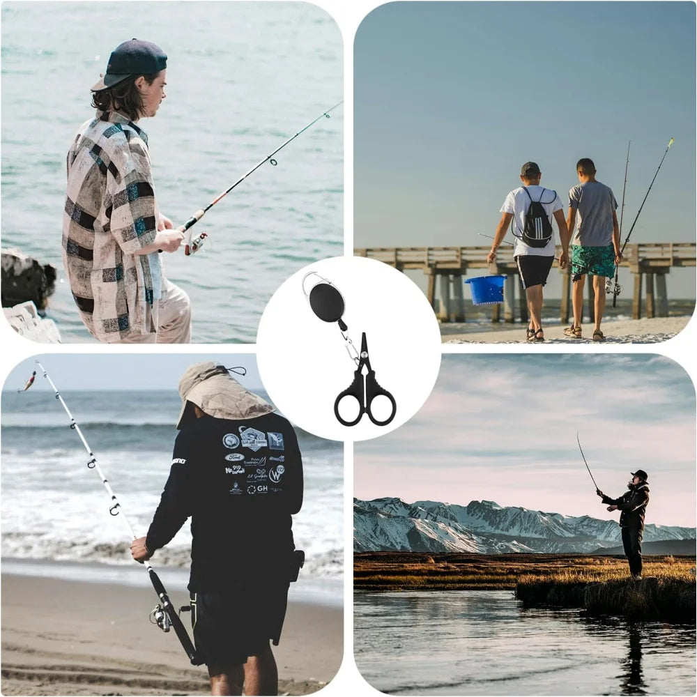 Fishing Line Scissors Braided Stainless Steel Retractable Lanyard Zpaxo