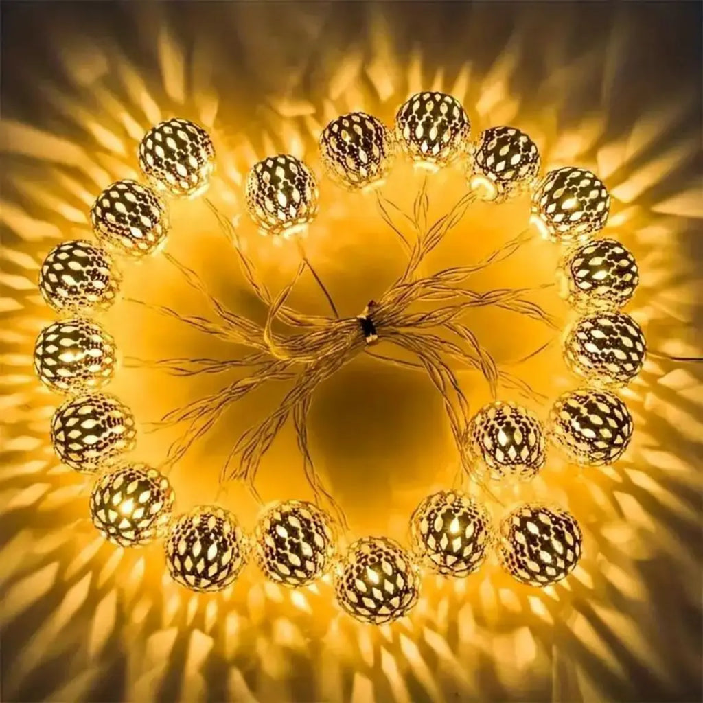 Metal String Lights Moroccan Ball Lamp Yard Light Spring Gift-NOT Zpaxo