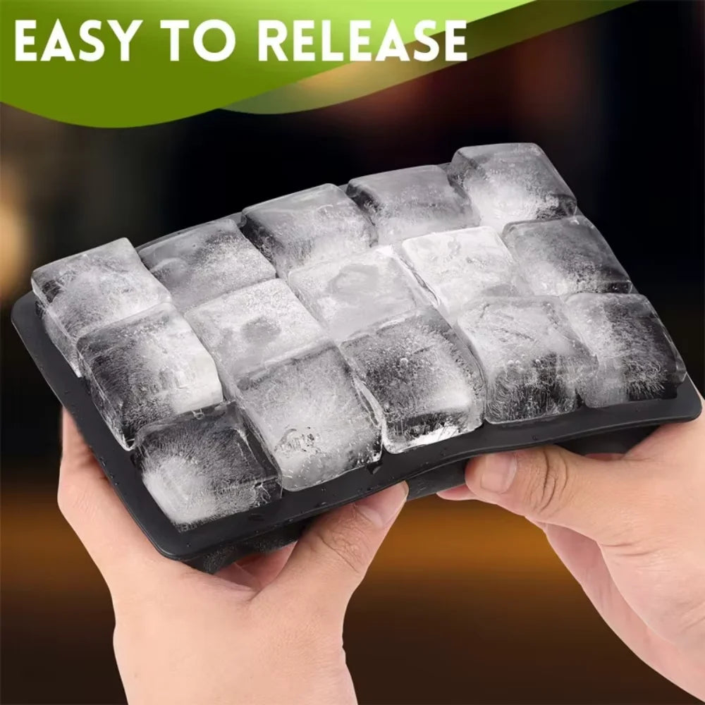 15-Position Grid Silicone Ice Cube Mold Large Tray Square Maker Zpaxo