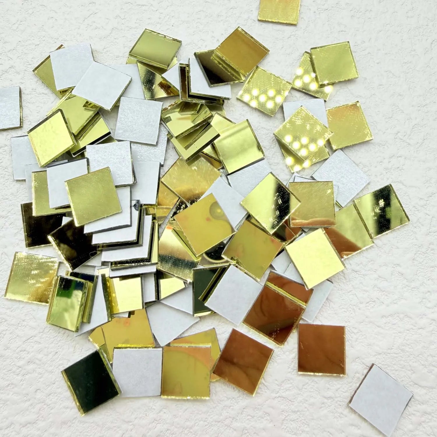 100pcs Square Mirror Mosaic Tiles 10mm, Mini Mirrors for DIY Disco Balls, Crafts,Home Decor & Art Projects Zpaxo gold 1cm*1cm