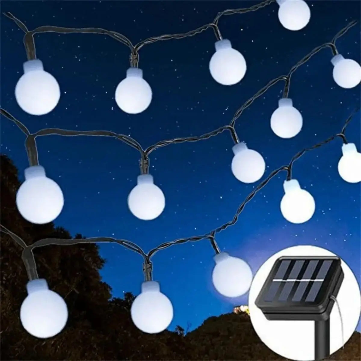 Frosted White Ball Light String Solar Outdoor Decorative Home Garden Zpaxo white 12M100LED